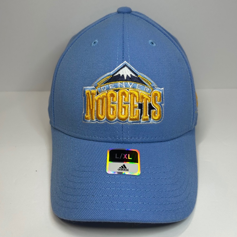 Adidas Denver Nuggets NBA Structured Flex Hat Light Blue L/XL Brand New